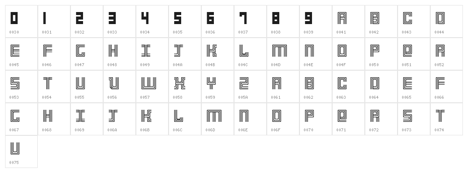 3 Strokes Regular Character Map