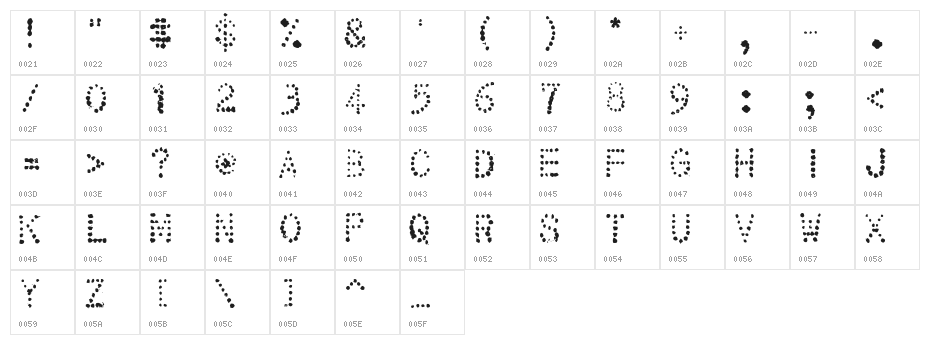 32 pages Character Map
