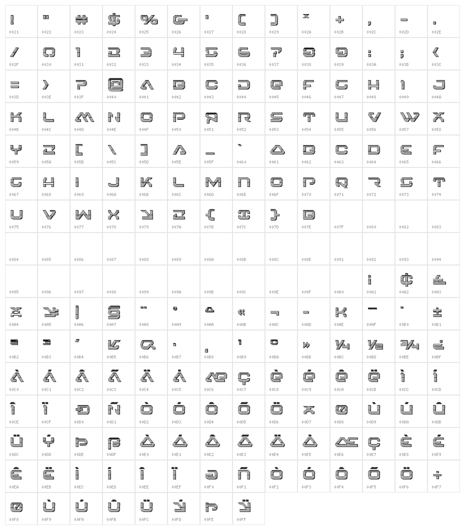 4114 Blaster Chrome Character Map