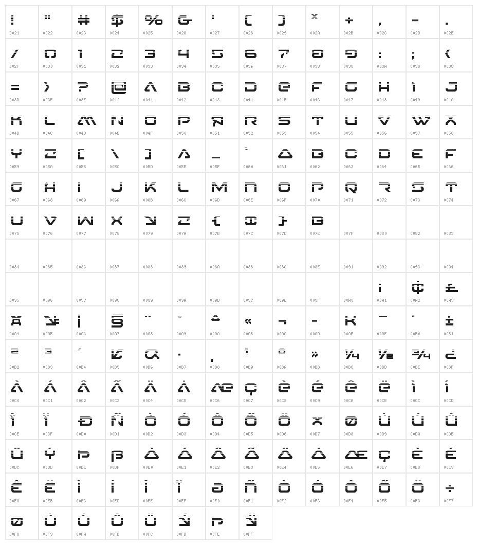 4114 Blaster Halftone Character Map