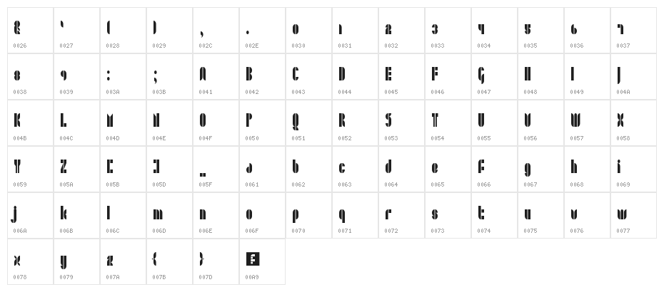 42Stencil Regular Character Map