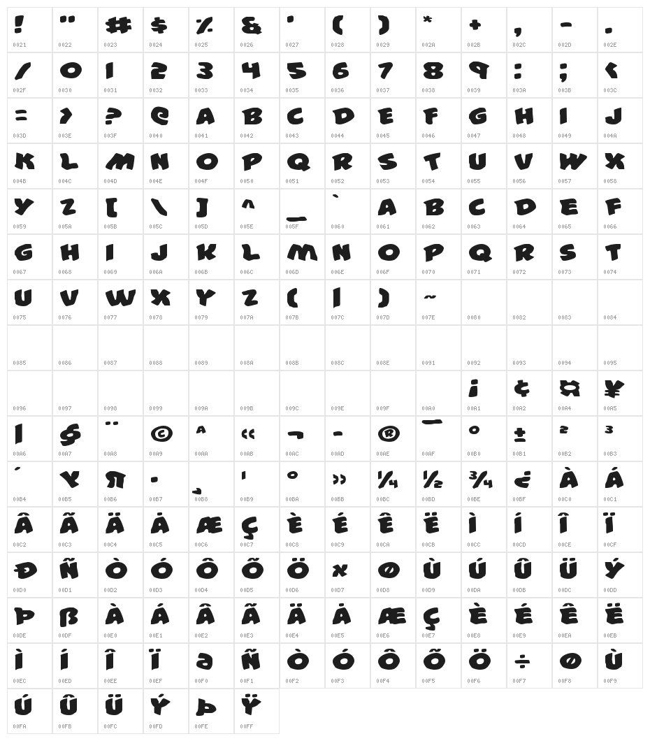 #44 Font Expanded Character Map