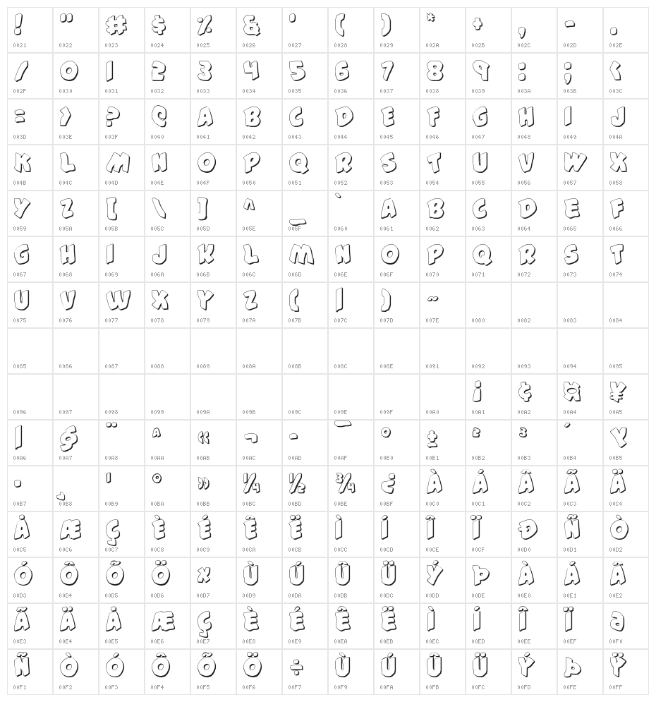 #44 Font Shadow Character Map