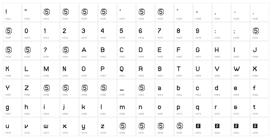 5 Text Uppercase Regular Character Map