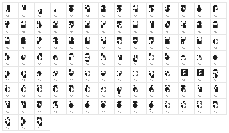 50/fifty Regular Character Map