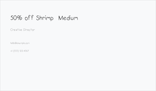 50% off Shrimp  Medium Business Card