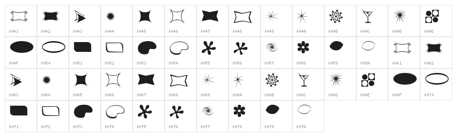 60s Chic Character Map