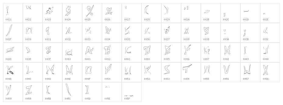 612KosheyLine-Bold Character Map