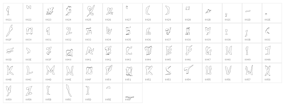 612KosheyLinePL-Bold Character Map