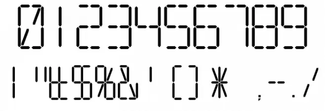 7 SEGMENTAL DIGITAL DISPLAY Шрифта ДРУГИЕ символов