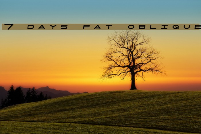 7 days fat oblique Caratteri examples