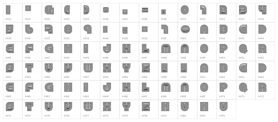 79 retro Character Map