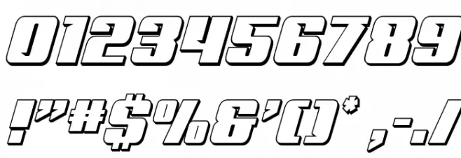 '89 Speed Affair 3D Italic Font OTHER CHARS