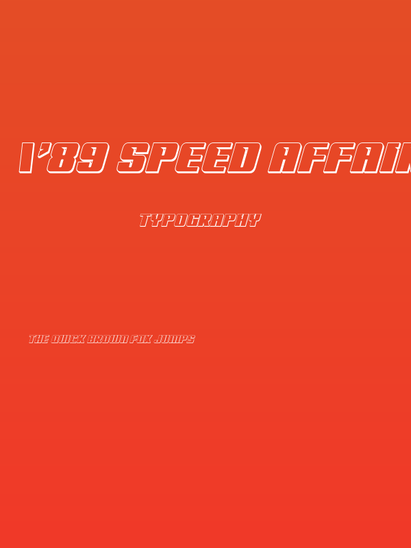 '89 Speed Affair 3D Italic Poster