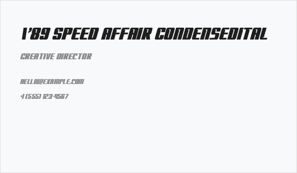 '89 Speed Affair CondensedItal Business Card