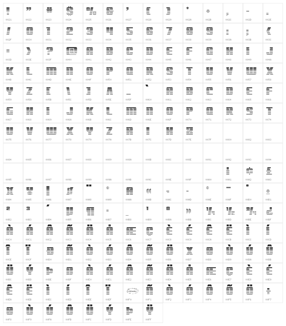 '89 Speed Affair Gradient2 Character Map