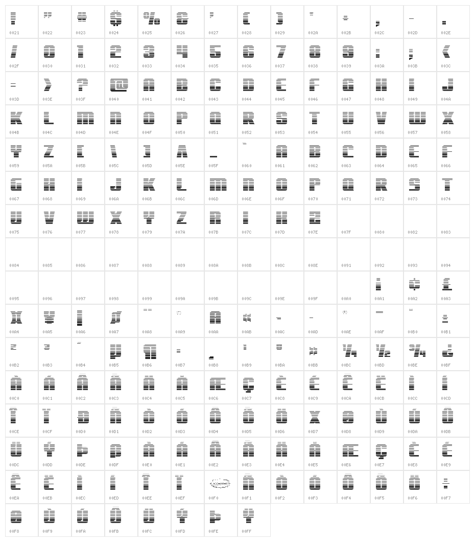 '89 Speed Affair Gradient Character Map