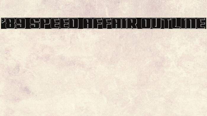 '89 Speed Affair Outline Example 3