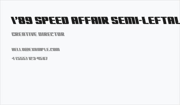 '89 Speed Affair Semi-Leftalic Business Card