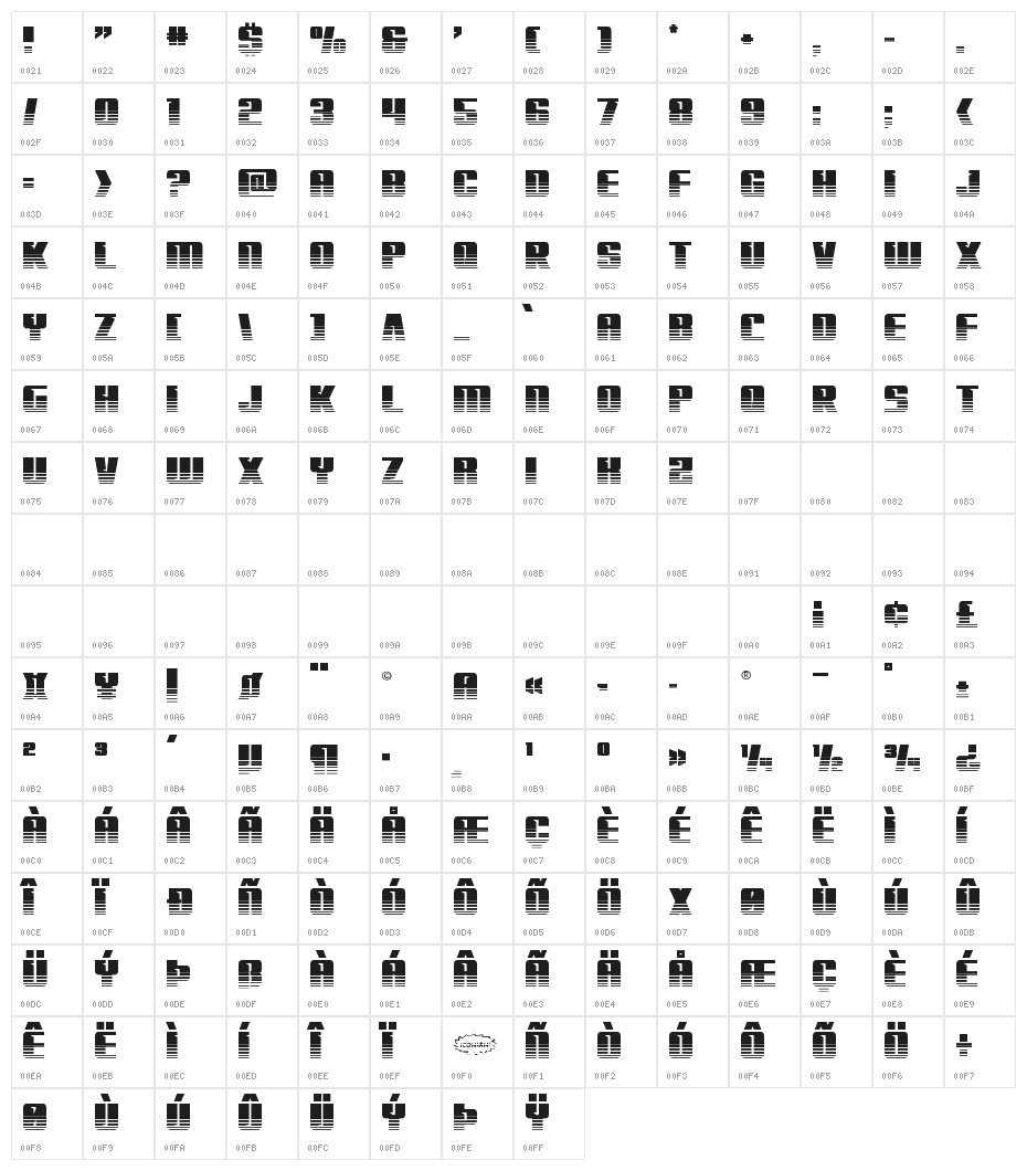 '89 Speed Affair Twotone Character Map