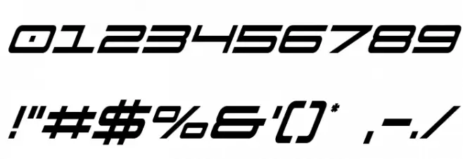 911 Porscha Condensed Italic Шрифта ДРУГИЕ символов
