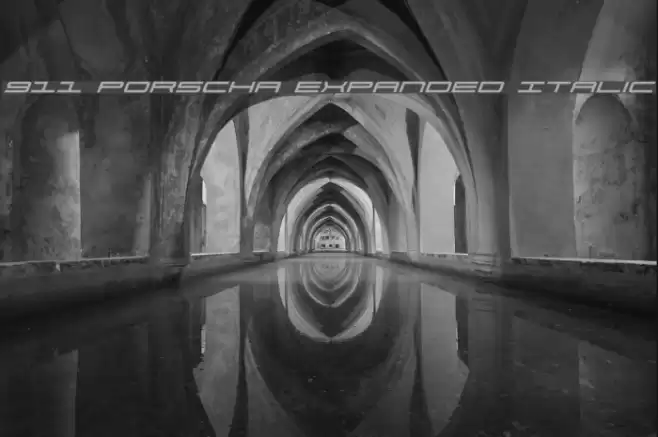 911 Porscha Expanded Italic Font examples
