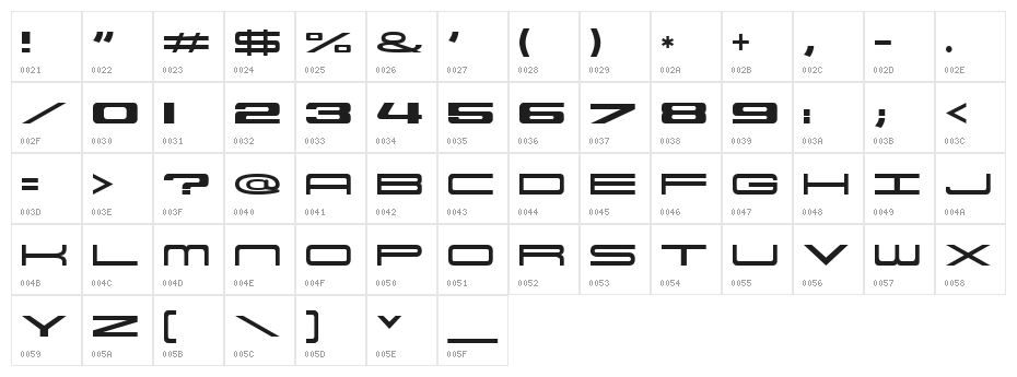 914-SOLID Character Map