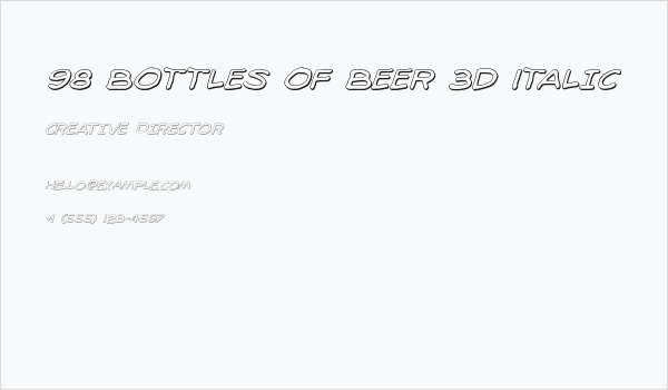 98 Bottles of Beer 3D Italic Business Card