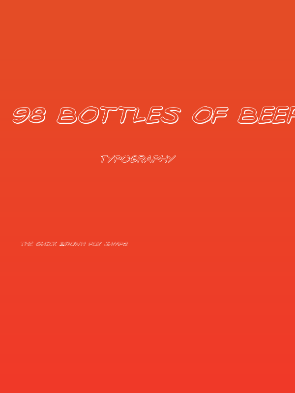 98 Bottles of Beer 3D Italic Poster