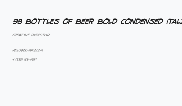 98 Bottles of Beer Bold Condensed Italic Business Card