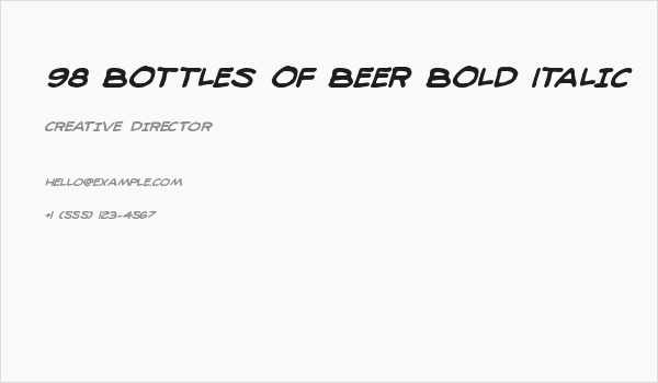 98 Bottles of Beer Bold Italic Business Card