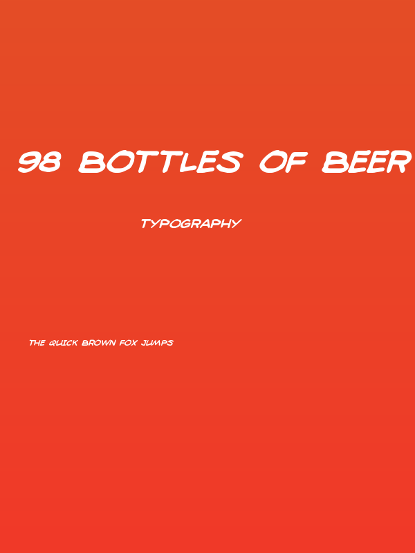 98 Bottles of Beer Bold Italic Poster