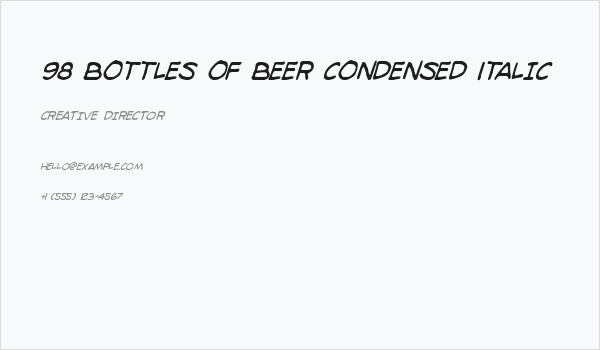 98 Bottles of Beer Condensed Italic Business Card