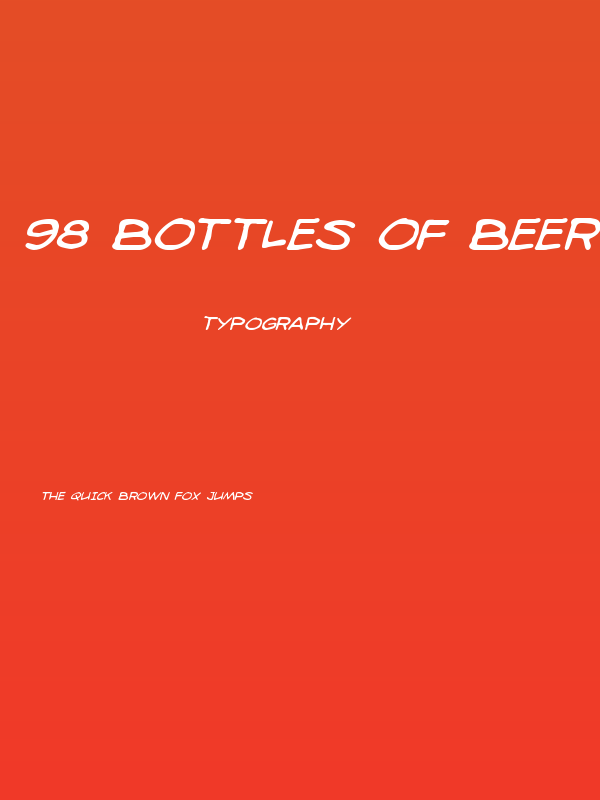 98 Bottles of Beer Italic Poster