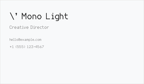 ' Mono Light Business Card
