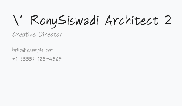 ' RonySiswadi Architect 2 Business Card
