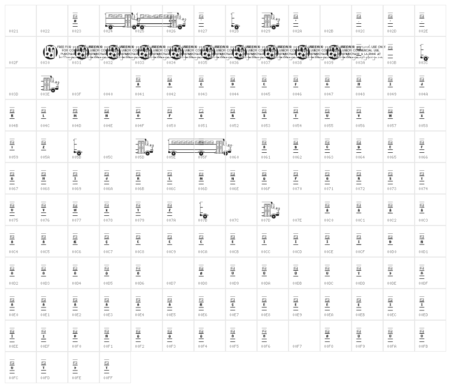 (Bus-words) Character Map