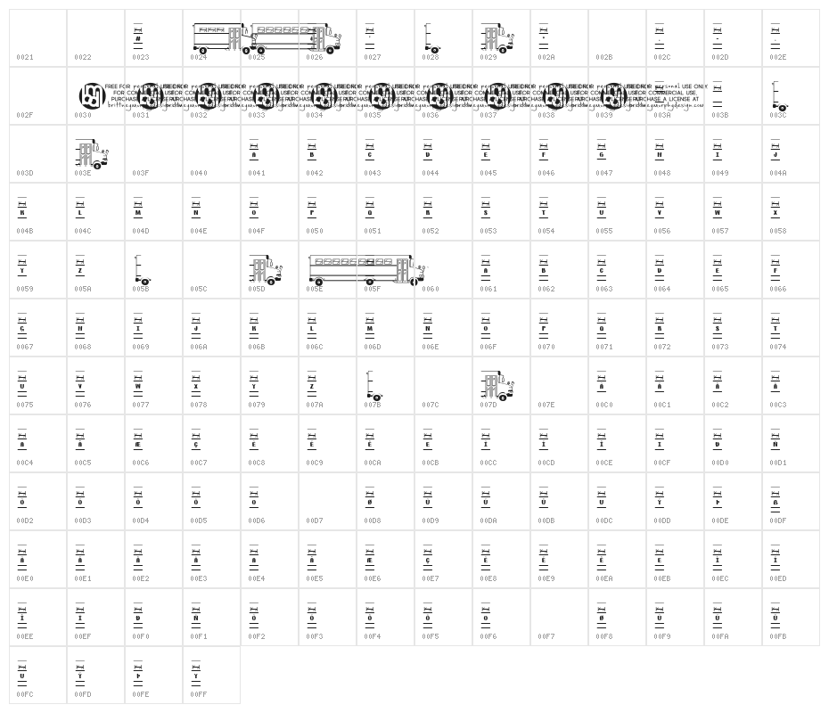 (Bus-words) Character Map