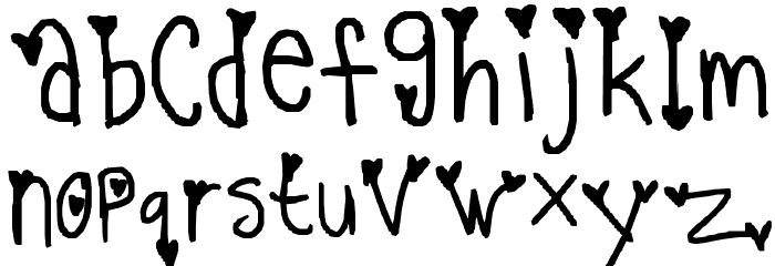 1cara hearts Font LOWERCASE