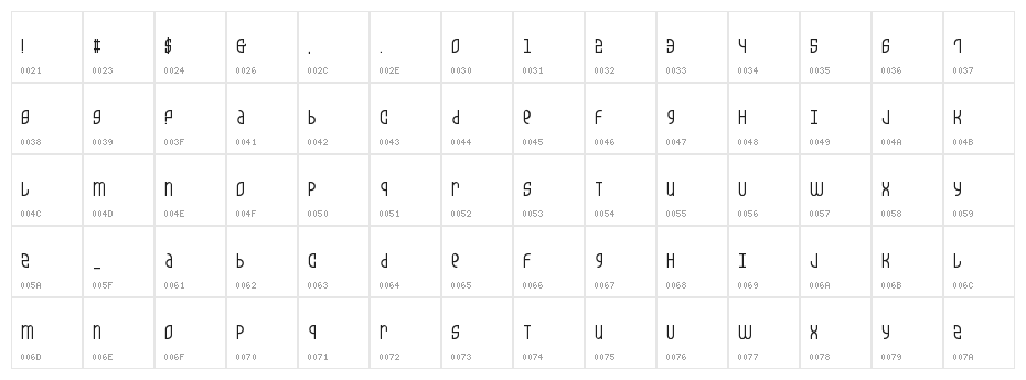 5Champagne Unicase Regular Character Map