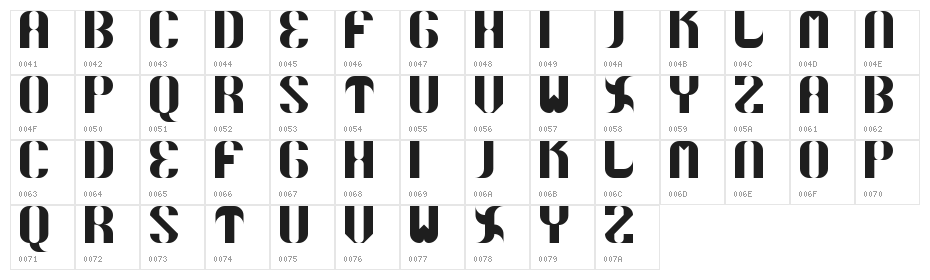 5Curvo Regular Character Map