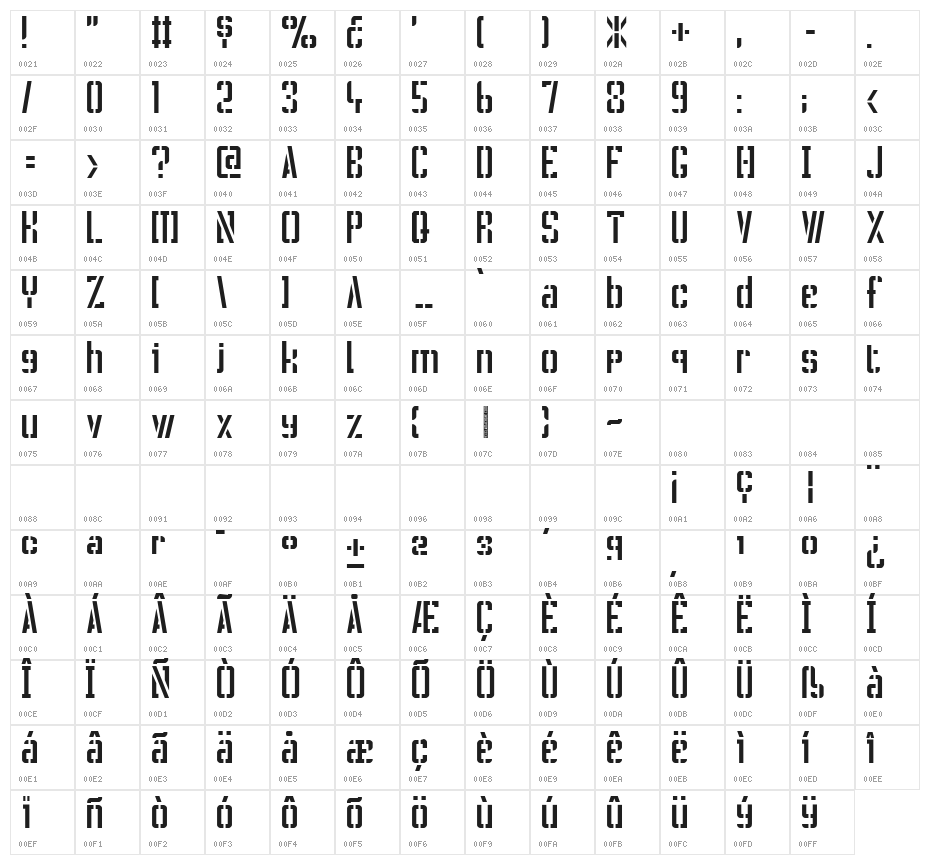 !CRASSROOTSOFL Character Map
