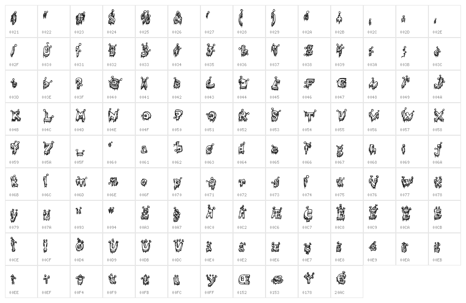 =Clouté= Medium Character Map