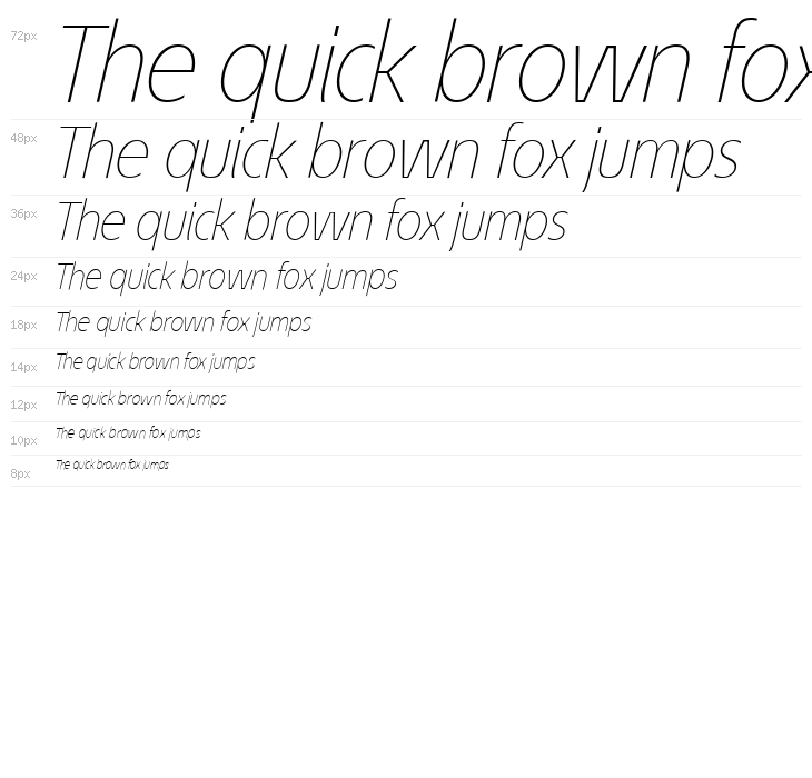 ÉconoSans Reduced 36 Thin Italic Waterfall