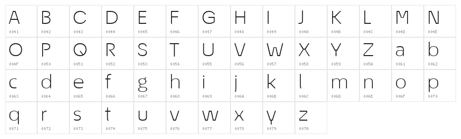ÉconoSans Reduced 43 Light Expanded Character Map