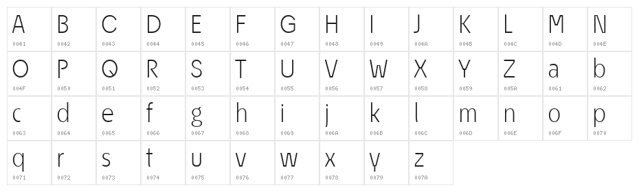ÉconoSans Reduced 45 Light Character Map