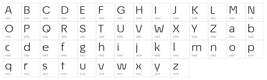 ÉconoSans Reduced 53 Book Expanded Character Map