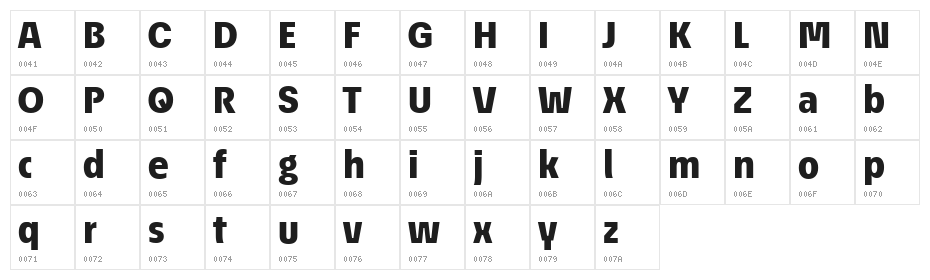 ÉconoSans Reduced 85 Heavy Character Map