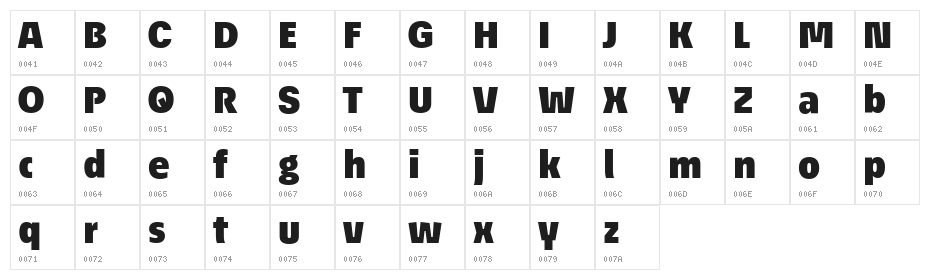 ÉconoSans Reduced 95 Black Character Map