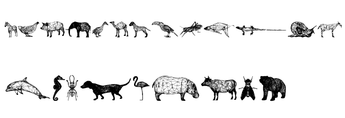 3D Animals Regular Font LOWERCASE